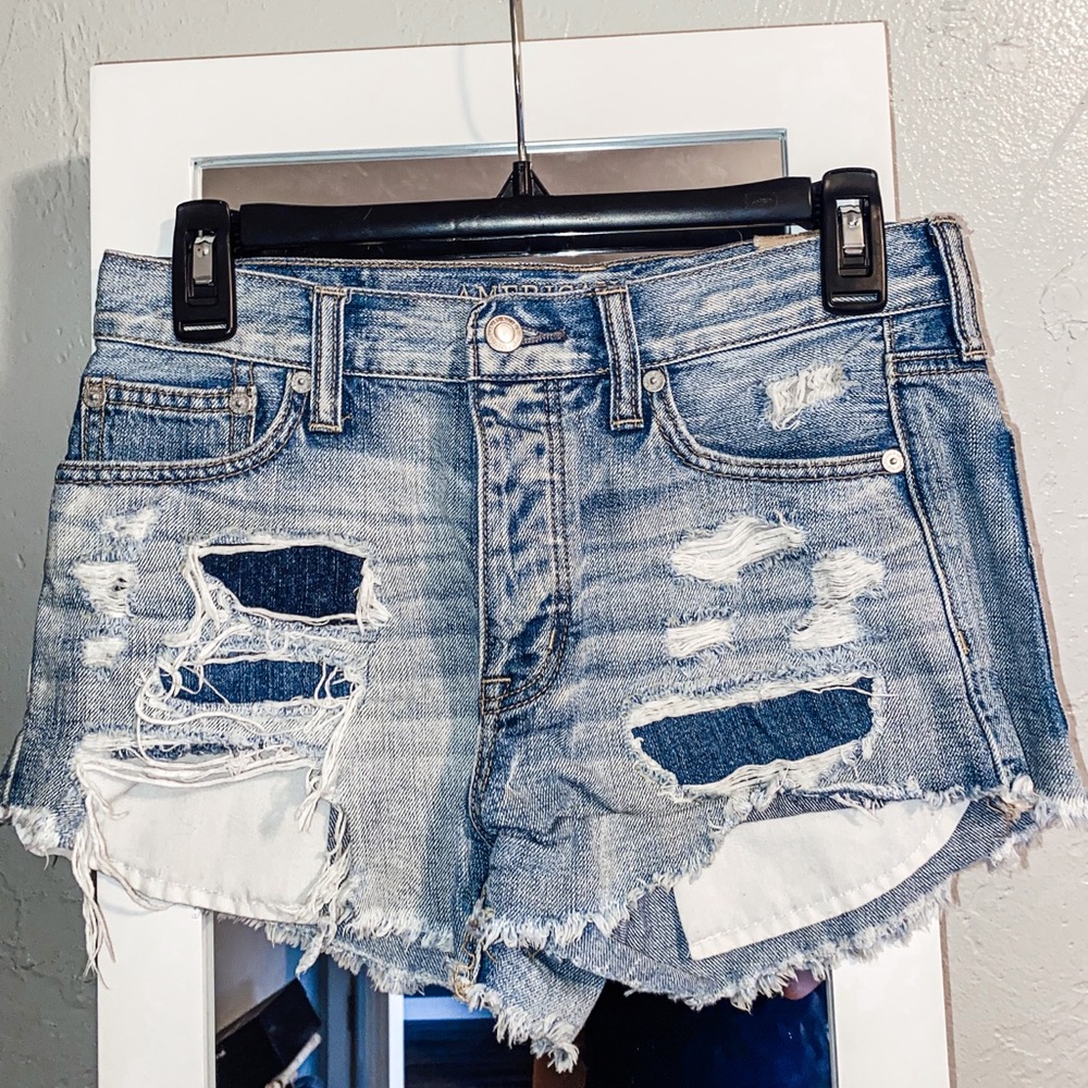 American Eagle High Rise Festival Denim Shorts